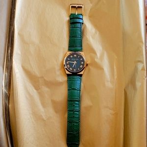 Michael Kors women's channing Green croc embossed watch